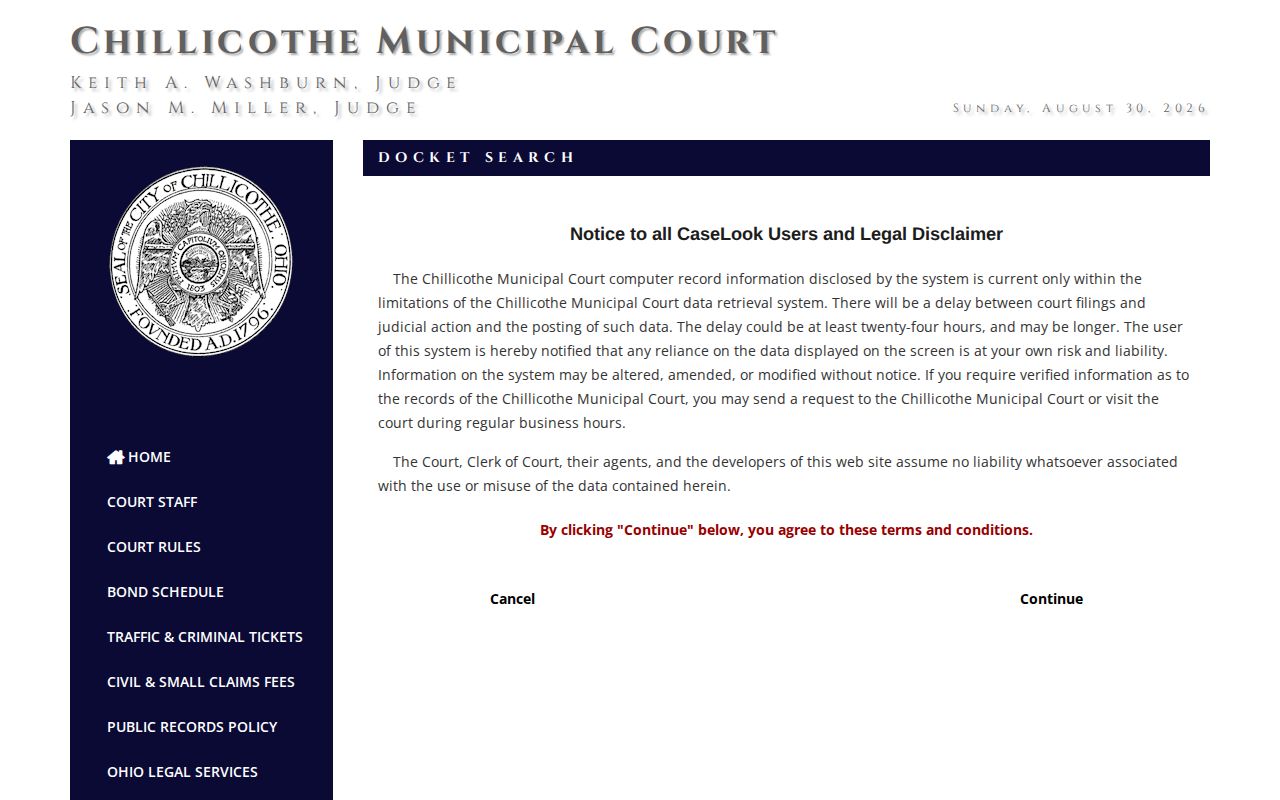 Chillicothe residents directory Municipal Court CaseLook notice