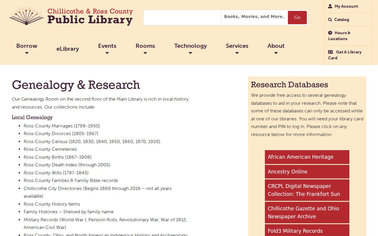 Chillicothe residents directory CRCPL Genealogy Room collection
