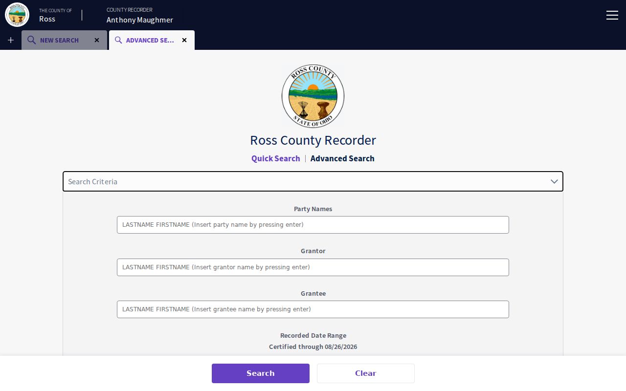 Chillicothe street directory Recorder advanced deed search